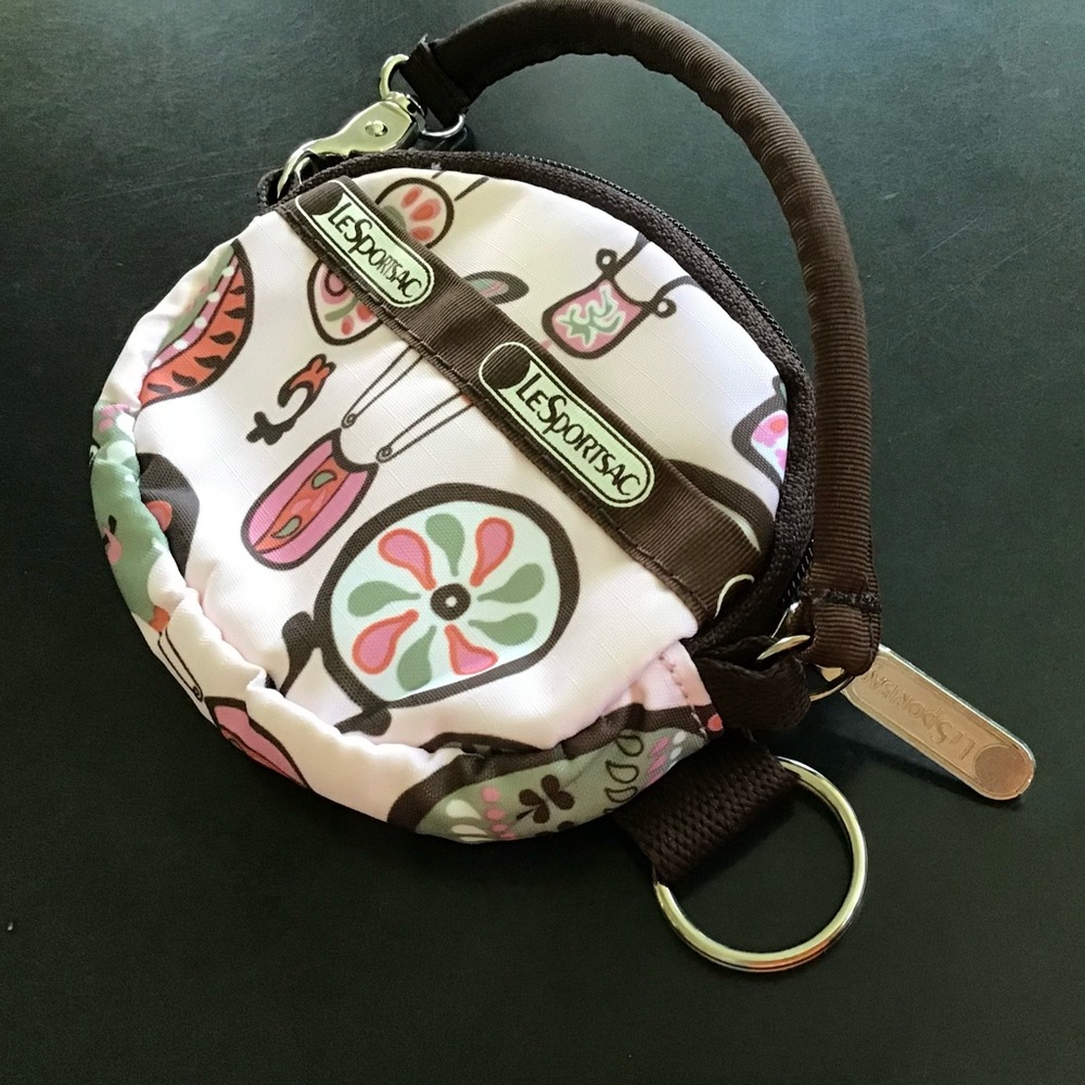 LeSportsac Brown and Pink Round Wristlet
NWOT